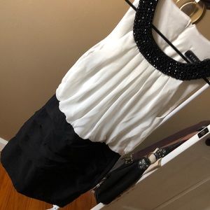 Black and white body on dress